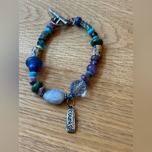 Jes MaHarry Courage Turquoise, Glass and Trade Beaded Bracelet